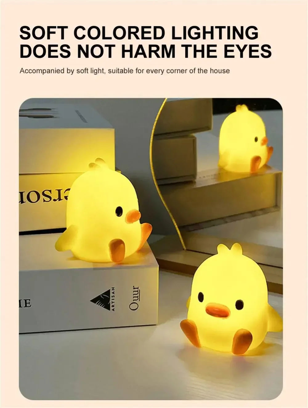 Duck Night Light Cute LED Bedside Lamp for Kids Bedroom