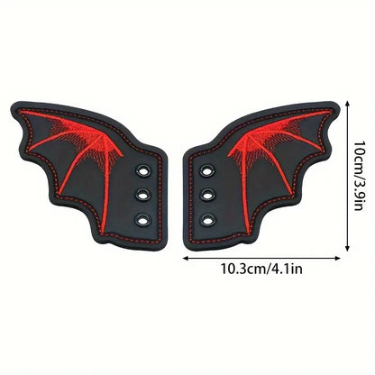 Bat Shoe Charms Embroidered Wings for Sneakers & Halloween