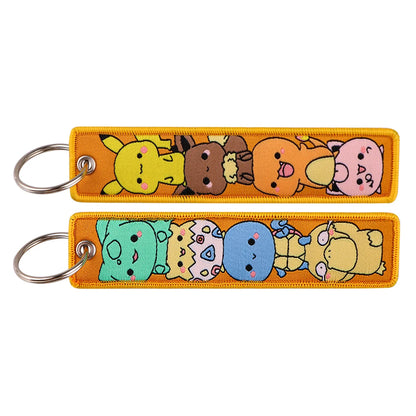Embroidered Keychain Double-Sided Key Fob for Car & Motorcycle