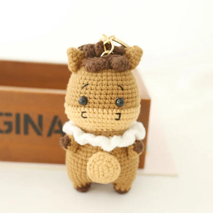Crochet Rabbit Keychain Cute Knitted Animal Pendant for Bags and Keys