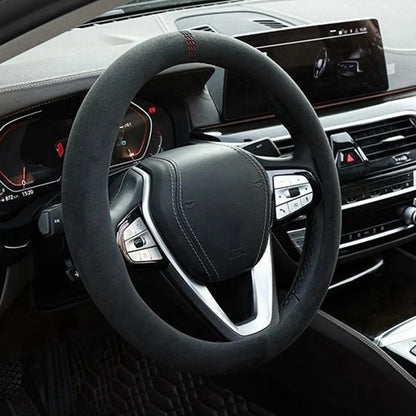 Suede Steering Wheel Cover Universal 37-38cm Non Slip Wrap