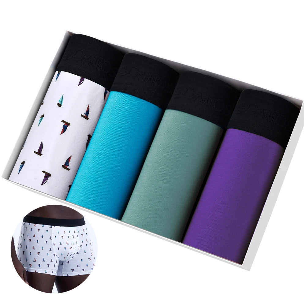 Men's Boxer Shorts Cotton Stretch Underwear 4-Pack