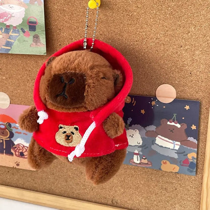 Capybara Plush Toy with Hoodie Wings – Mini Stuffed Animal Keychain