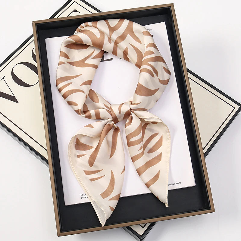 Silk Square Scarf 70x70cm Floral Satin Wrap for Women