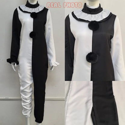 Clown Cosplay Costume – Adult Halloween Jumpsuit with Mask Options