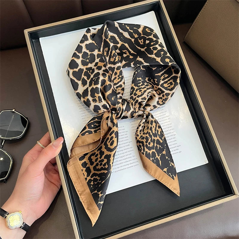 Silk Square Scarf 70x70cm Floral Satin Wrap for Women