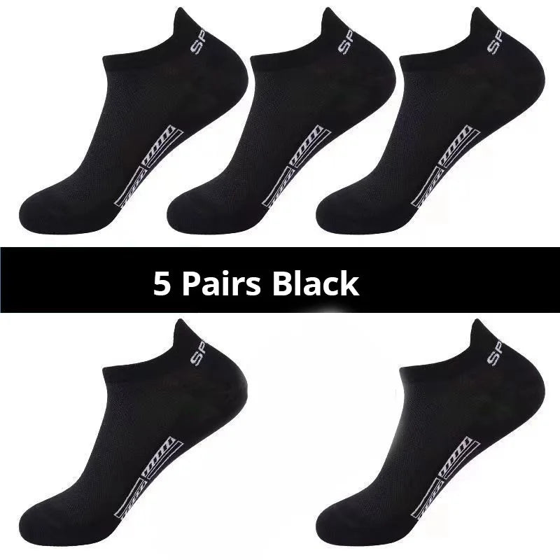 Men's Ankle Socks Breathable Mesh Summer Sports Socks 5-Pair