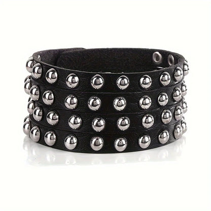 Gothic Punk Bracelet, Multi Chain Leather Bracelet for Halloween