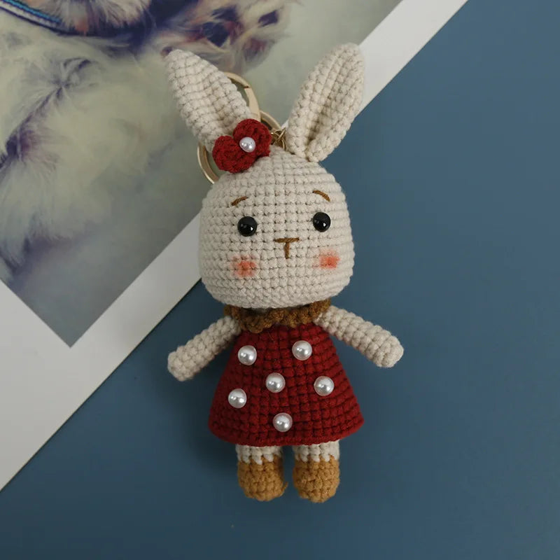 Rabbit Keychain Cute Crochet Animal Keyring for Bags and Gifts