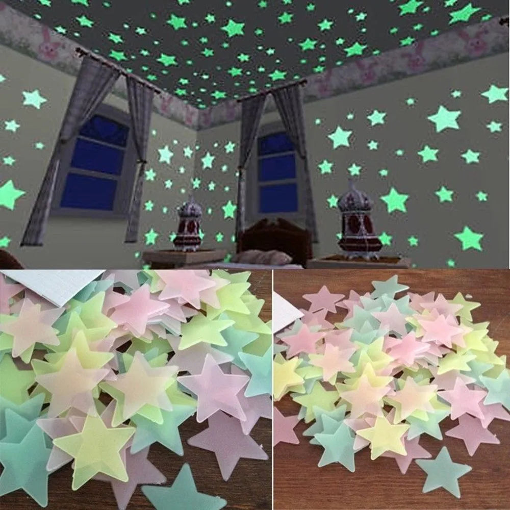100PCS Glow in the Dark Stars Wall Stickers for Kids Bedroom Ceiling
