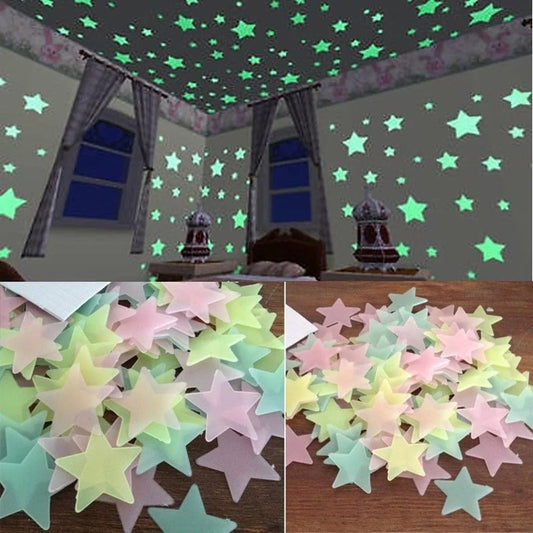 100PCS Glow in the Dark Stars Wall Stickers for Kids Bedroom Ceiling
