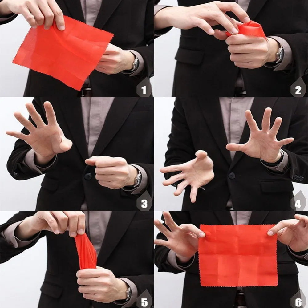 Vanishing Silk Magic Trick Red Silk Thumb Tip Close Up Prop