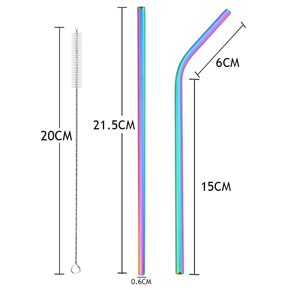Reusable Stainless Steel Straws Set with Cleaning Brush
