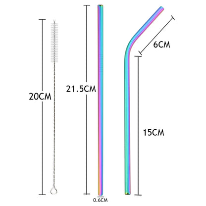 Reusable Stainless Steel Straws Set with Cleaning Brush