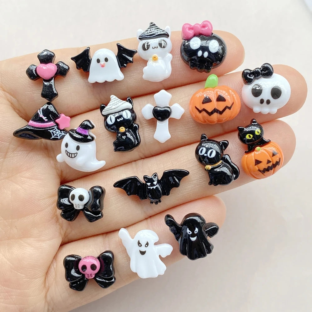 Halloween Nail Art Charms, 20Pcs 3D Resin Nail Decorations