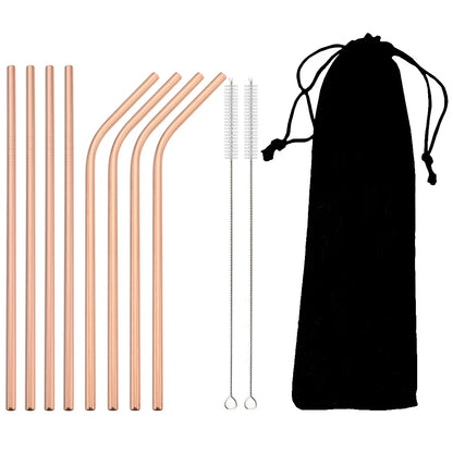 Reusable Stainless Steel Straws Set with Cleaning Brush