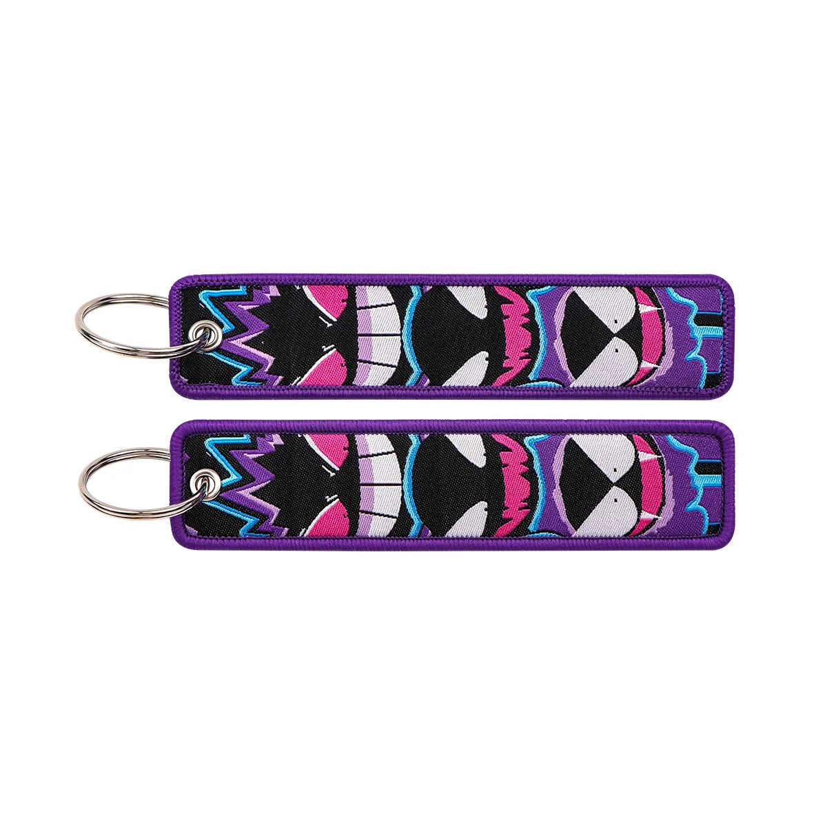 Embroidered Keychain Double-Sided Key Fob for Car & Motorcycle