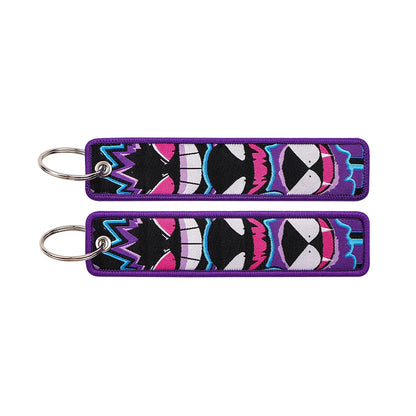 Embroidered Keychain Double-Sided Key Fob for Car & Motorcycle
