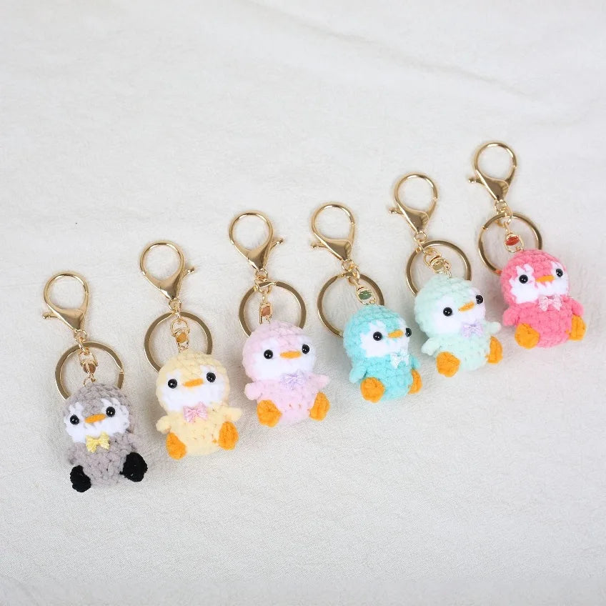 Penguin Keychain Cute Knitted Animal Keyring for Bags and Keys