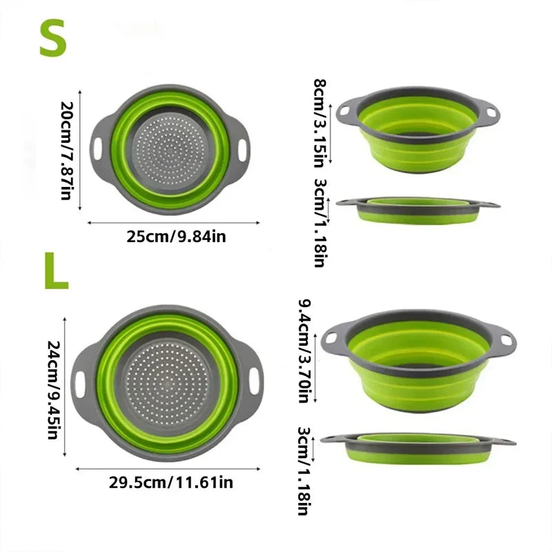 Collapsible Colander Foldable Kitchen Strainer & Drain Basket