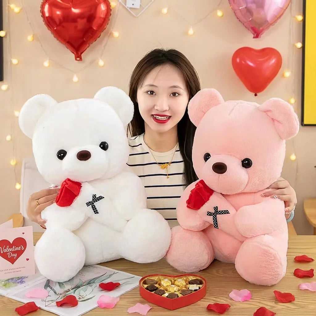 Rose Bear Plush, 25cm Romantic Bear Plush Gift