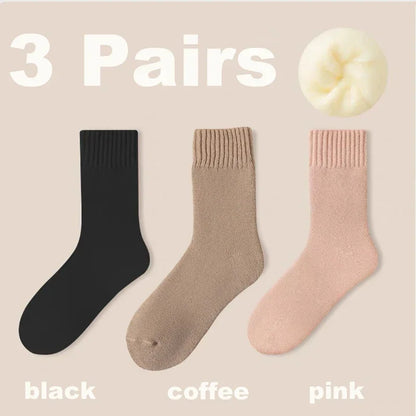 Women's Winter Socks Thick Warm Casual Crew Socks 3-Pack