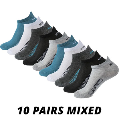 Men's Ankle Socks Breathable Mesh Summer Sports Socks 5-Pair