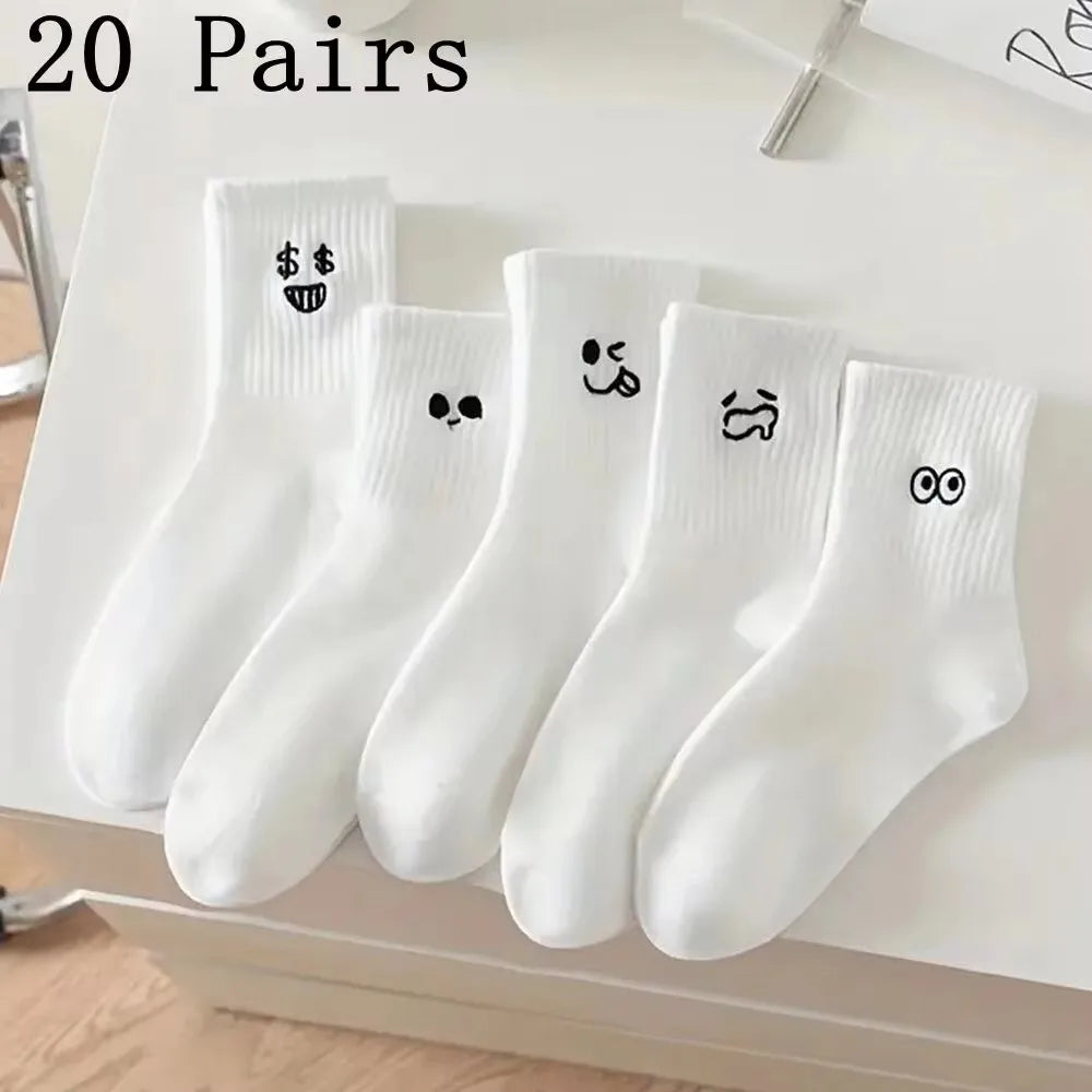 Men's Casual Socks White Soft Breathable Everyday Socks