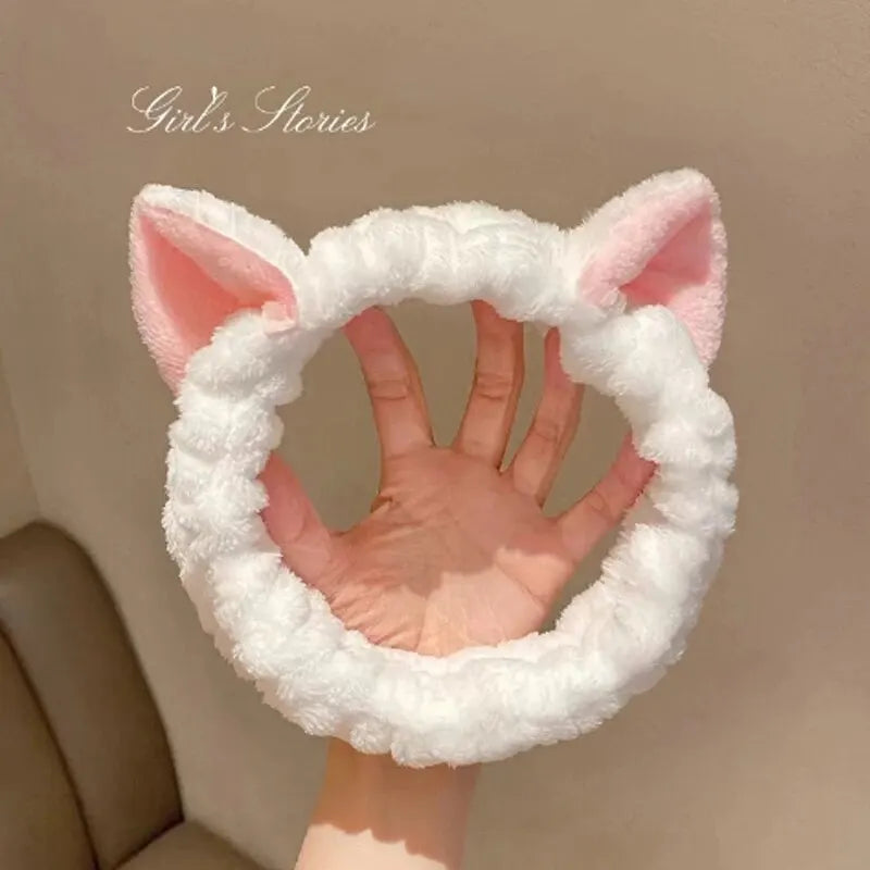 Cat Ear Headband – Soft Plush Makeup and Face Washing Hairband