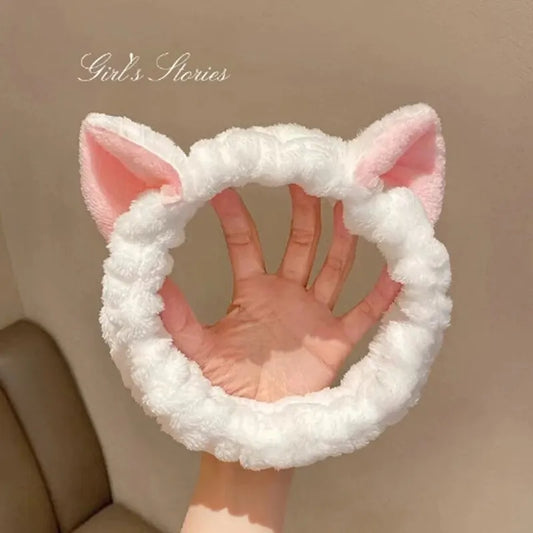 Cat Ear Headband – Soft Plush Makeup and Face Washing Hairband