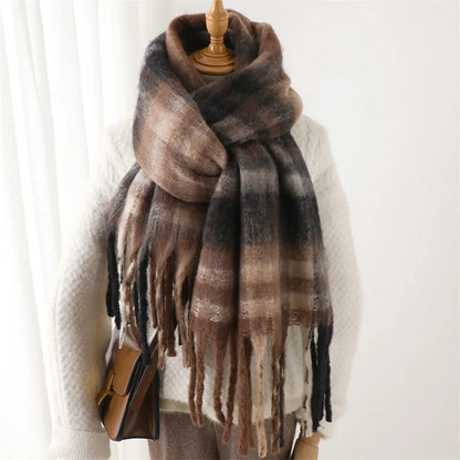 Pashmina Scarf for Women, Warm Plaid Winter Shawl Wrap