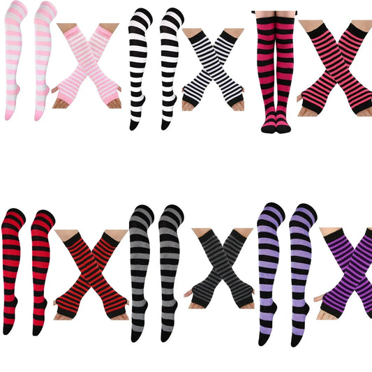 Thigh High Stockings – Women's Striped Over The Knee Socks