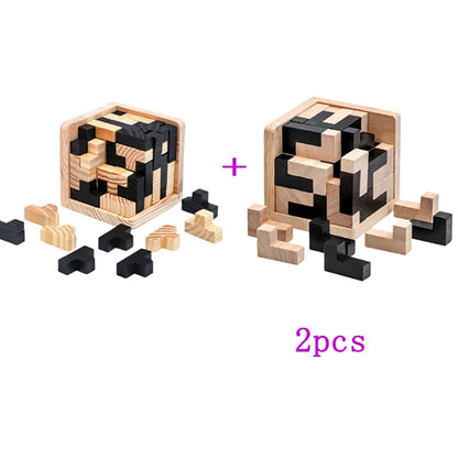 Wooden 3D Puzzle, Interlocking Brain Teaser Toy for Kids