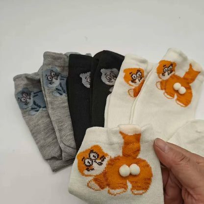 3. Optimized Title  Unisex Crew Socks Cotton Cat Print Mid Tube Casual Socks