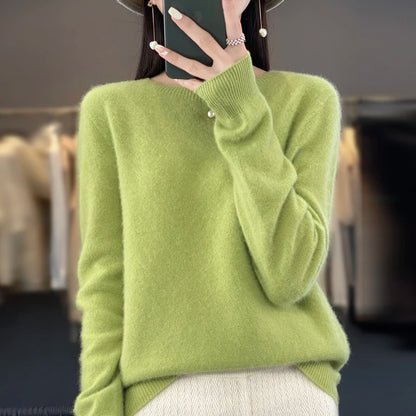 Women’s Merino Wool Sweater 100% Wool O-Neck Pullover