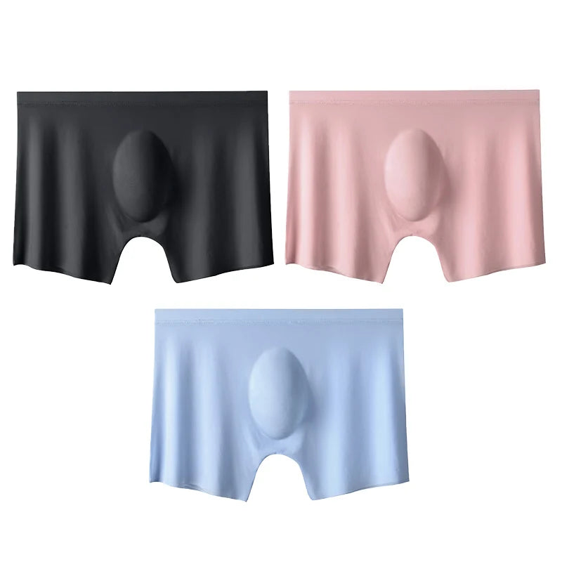 Men's Boxer Briefs Seamless Ice Silk Summer Underwear 3-Pack