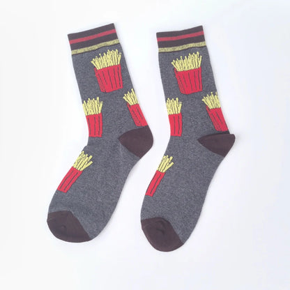 Funny Socks Unisex Tomato Ketchup & French Fry Mid-Calf Pair