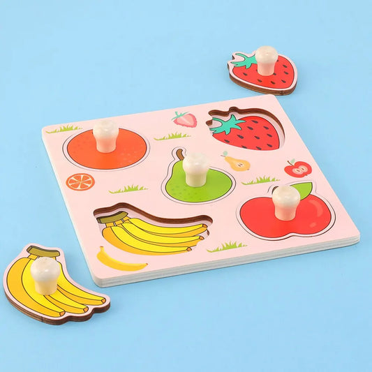 Wooden Fruit Puzzle for Kids – Montessori Learning Board