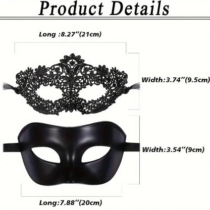 Masquerade Mask – 2-Piece Black Lace Set for Halloween Parties