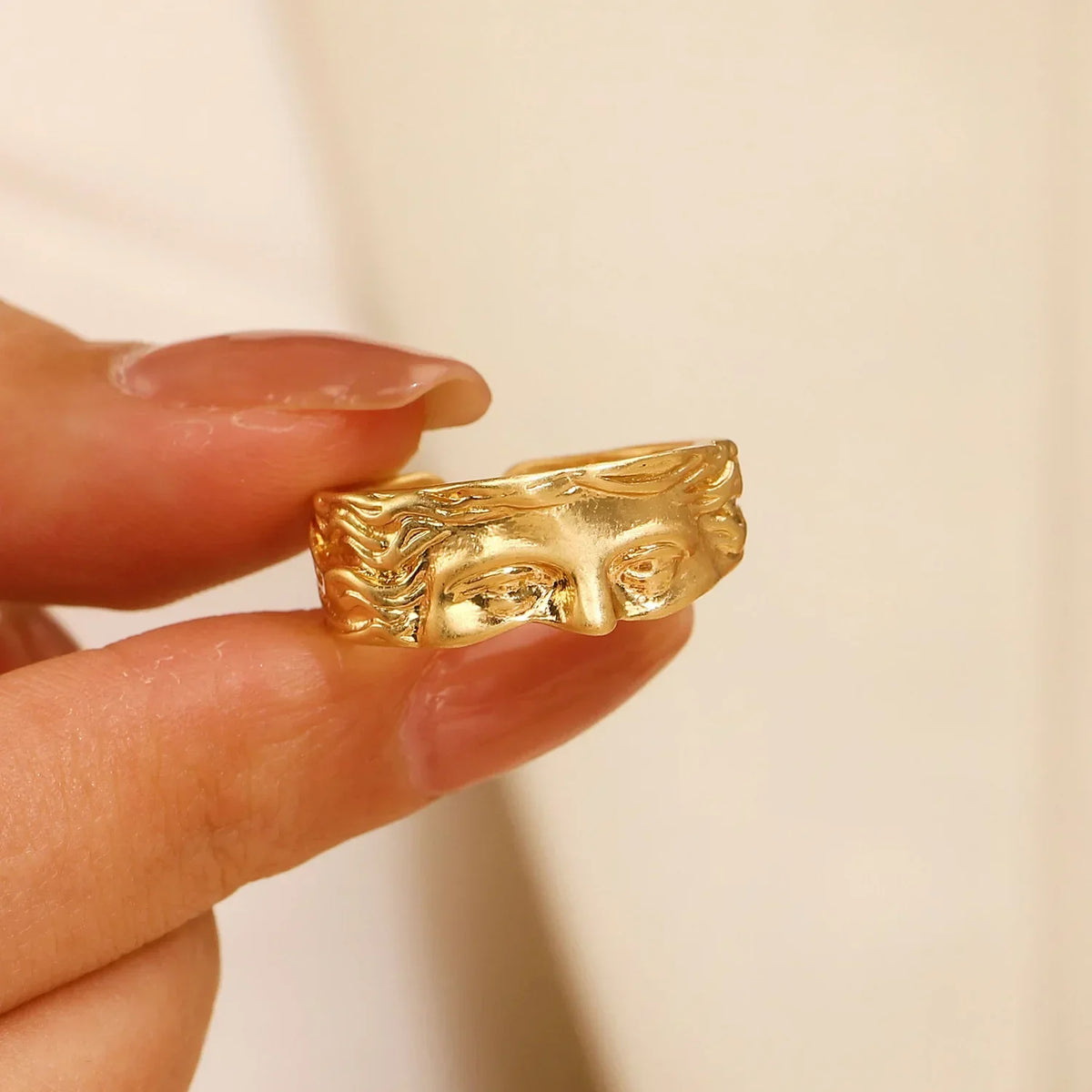Gothic Face Ring – Adjustable Masked Face Open Ring