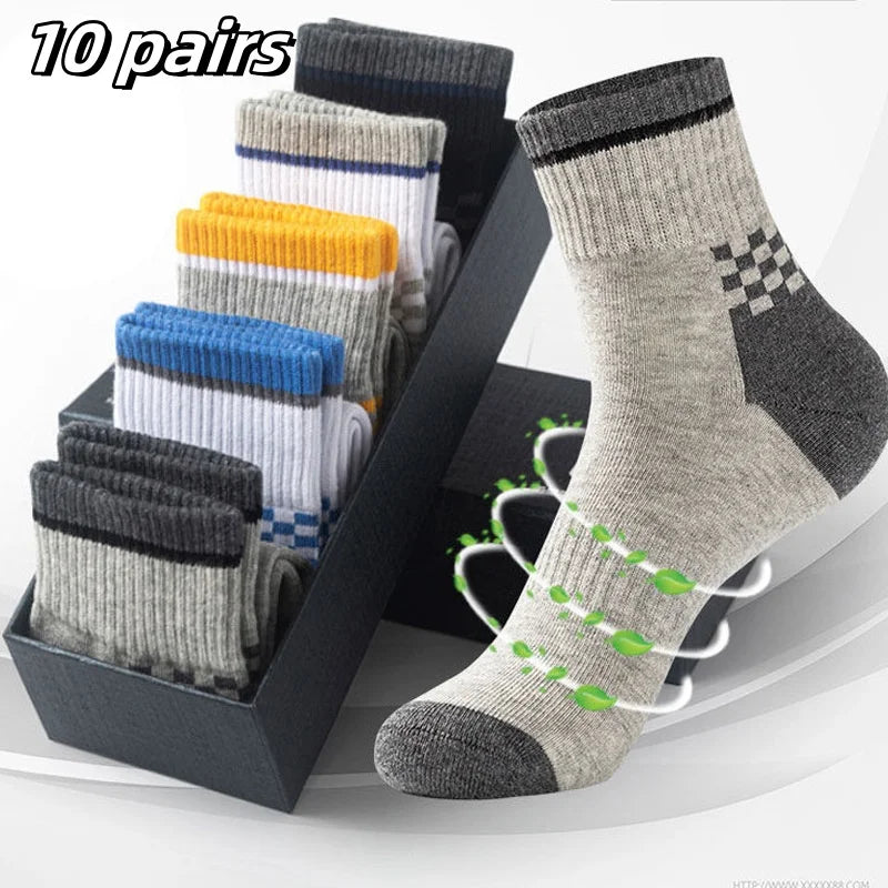 Men's Crew Socks Breathable Cotton Sports Socks 5/10 Pairs