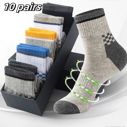 Men's Crew Socks Breathable Cotton Sports Socks 5/10 Pairs