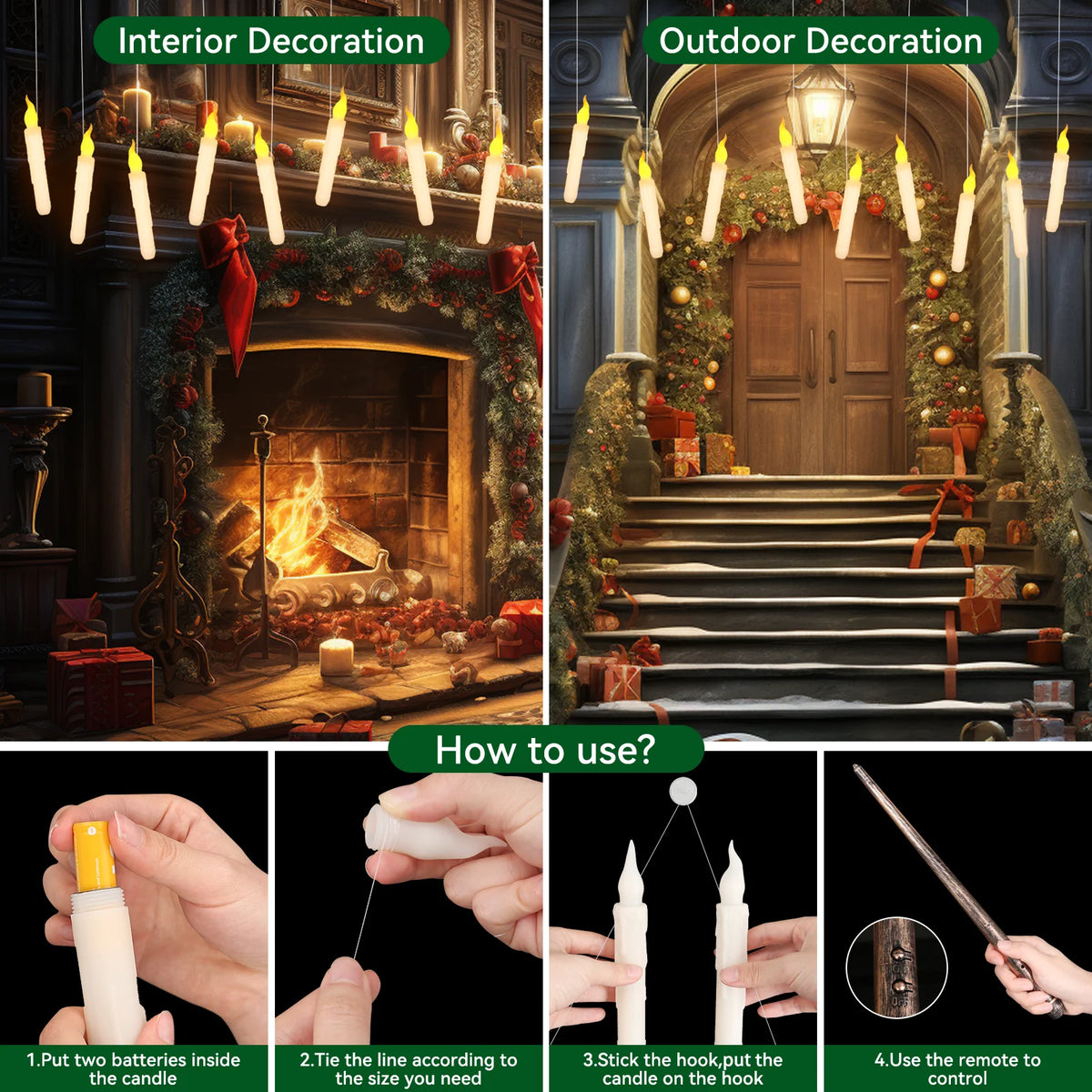 Halloween Floating Candles LED Hanging Decoration with Remote