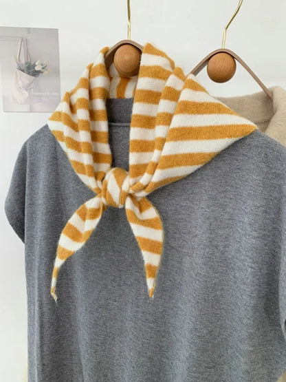 Women’s Wool Scarf Knitted Striped Warm Shawl