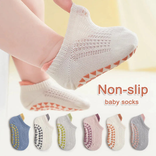 Non Slip Toddler Socks, Cotton Baby Floor Ankle Socks 6 Pairs