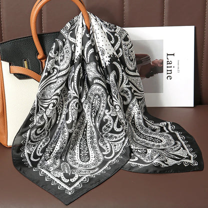 Women's Square Scarf, 70×70cm Printed Satin-Style Headscarf