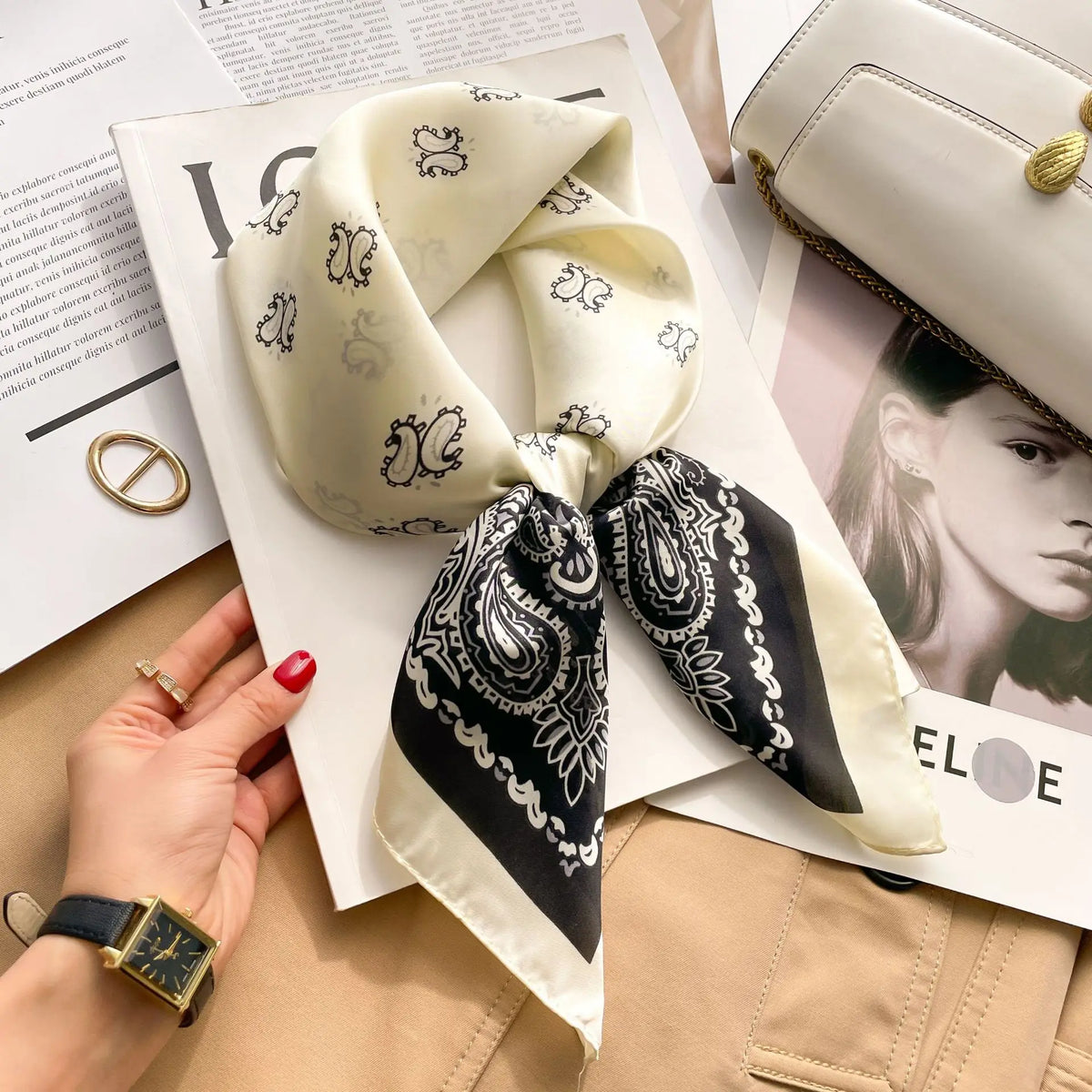 Women’s Silk Square Scarf Printed Headscarf Neckerchief