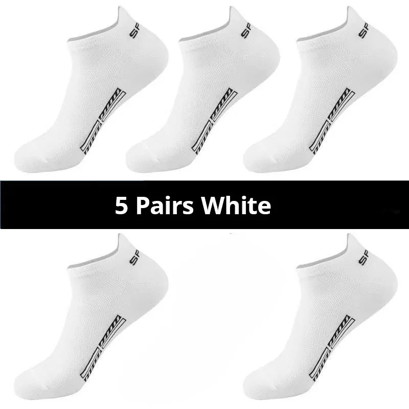 Men's Ankle Socks Breathable Mesh Summer Sports Socks 5-Pair