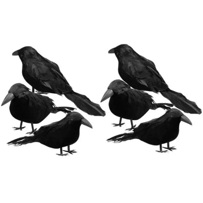 Halloween Crow Decoration 6PCS Artificial Feather Horror Party Props