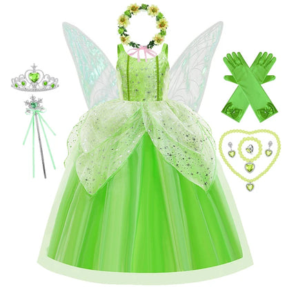 Girls Fairy Costume Dress with Wings for Halloween & Parties